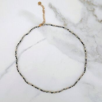 Dalmatian Jasper Skinny Gemstone Beaded Necklace, 5 of 9