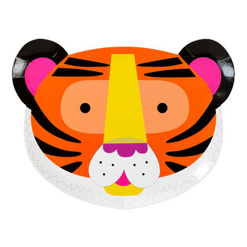 Party Animals Tiger And Zebra Face Plates X 12, 3 of 5