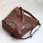 Leather Shoulder Bag, Brown, thumbnail 5 of 7