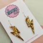 Large Gold And Silver Lightning Bolt Earrings / Mixed Metal Statement / Bold Metallic Dangles / Glam Rock Jewellery, thumbnail 2 of 6