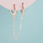 Double Piercing Huggie Hoop Earrings With Linking Chain, thumbnail 6 of 11
