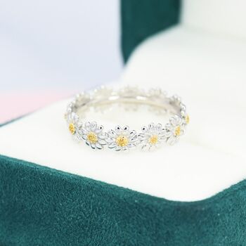 Two Tone Daisy Infinity Ring, 5 of 10