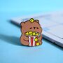 Popcorn Bear Enamel Pin | Cute Pin Badges, thumbnail 3 of 7