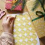 Recycled Yellow Botanical Wrapping Paper Stickers, thumbnail 1 of 4