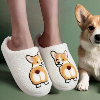 Cute Corgi Slippers With Pom Pom Tail, 2 of 6