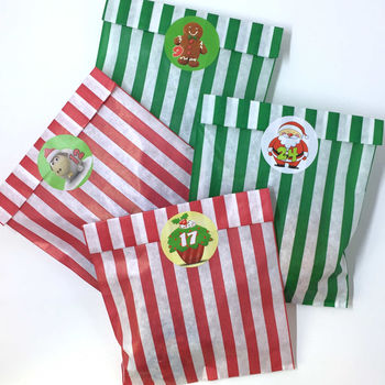 Fill Your Own Advent Stripy Bags, Stickers And Sweets, 5 of 7