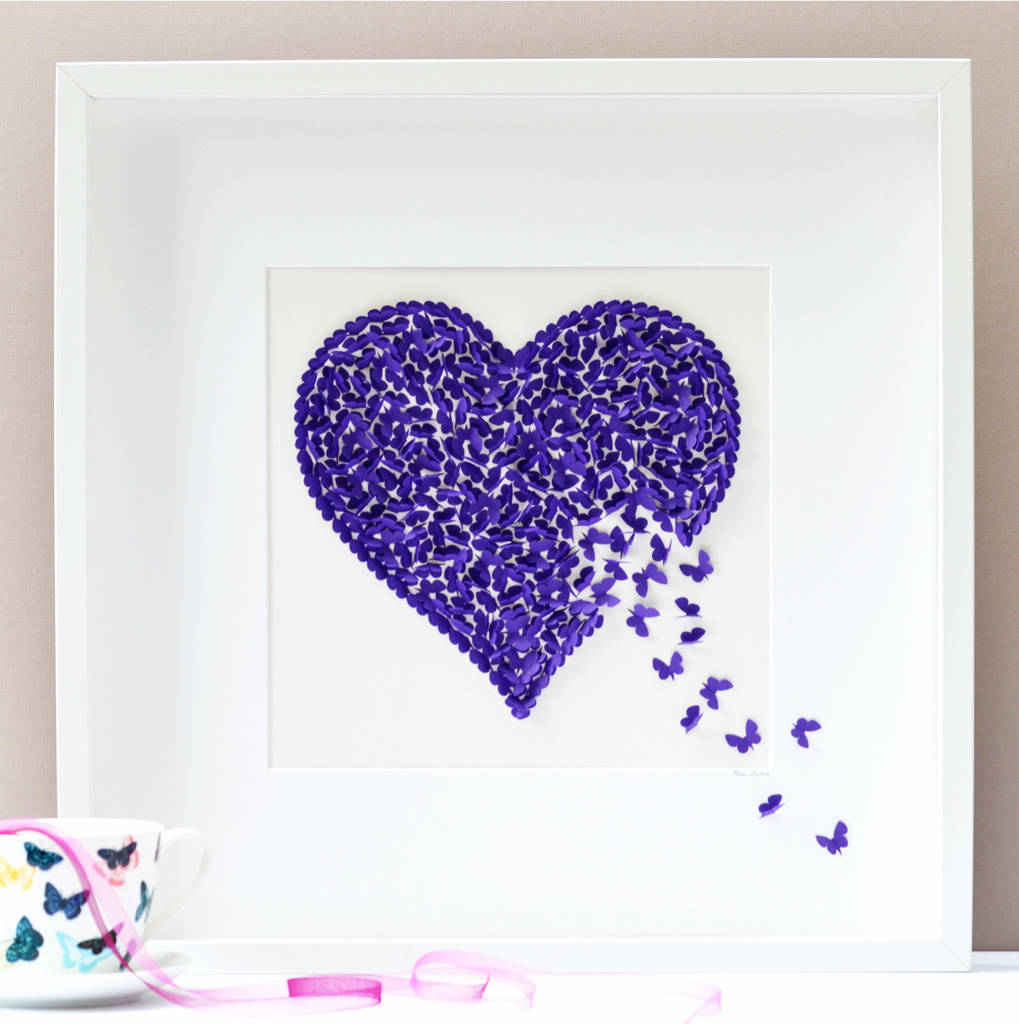 Handmade 3D Purple Framed Butterfly Heart, 1 of 4