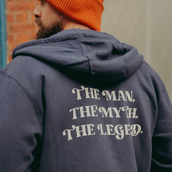 Man Myth Legend Back Print Zip Up Hoodie, 3 of 5