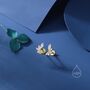 Sterling Silver Mini Marquise Cz Internally Threaded Flat Back Earrings, thumbnail 2 of 12