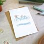 Turquoise Tandem Wedding Card, thumbnail 2 of 6