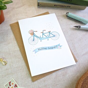 Turquoise Tandem Wedding Card, 2 of 6