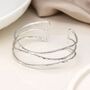 Silver Plated Hammered Triple Wave Strand Bangle, thumbnail 2 of 2
