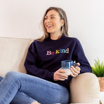 Be Kind Embroidered Letters Sweatshirt Navy, 3 of 4