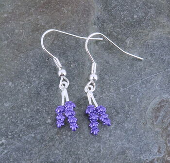 Lavender Purple Flower Drop Earrings, 3 of 4