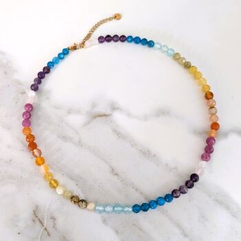 Good Vibes Rainbow Gemstone Beaded Necklace, 6mm, 5 of 8