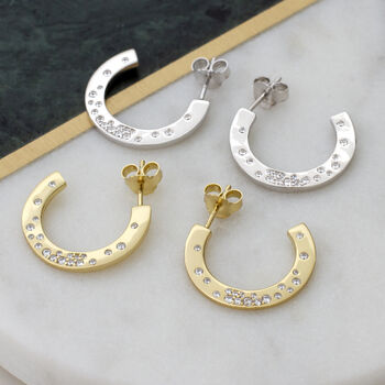 18ct Gold Plated Or Silver Scattered Crystal Earrings, 2 of 6