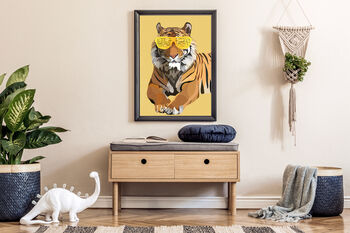 Tiger Original Artwork Print Yellow Father's Day, 2 of 4