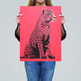 Watermelon Pink Cheetah Animal Bold Wall Art Print, thumbnail 2 of 6