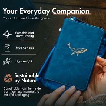 Blue Whale A6 Lined Journal With Strap, Bookmark And Pen Holder, 7 of 7