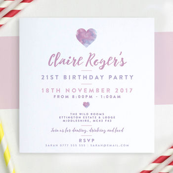 Personalised Watercolour Heart Invitations, 4 of 7