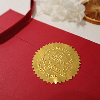 Santa Claus Sticker Gold Foil Embossed Seal Official North Pole Christmas Delivery Elf Mail, 4 of 6