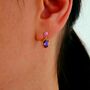 Amethyst Stud Drop Enamel Irregular Earrings, thumbnail 2 of 8