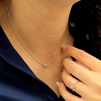 Bow Tie Bowknot Thin Sterling Silver Stacking Ring, 4 of 5