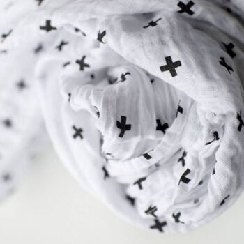 Muslin Baby Burp Cloth Sensory Black White Newborn Gift, 3 of 5
