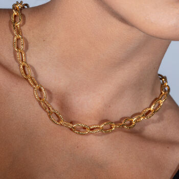 Linked Trendy Chunky Hula Necklace In 18ct Gold Vermeil, 2 of 6