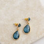 Sea Blue Stone Tear Drop Earrings, thumbnail 3 of 3