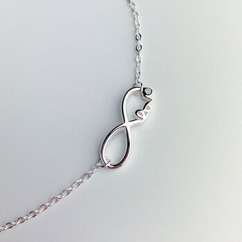 Sterling Silver Infinite Love Charm Anklet, 3 of 6