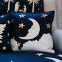 Mr Moon Embroidered Cushion With Sequin Stars, thumbnail 2 of 4