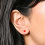 Gold Sterling Silver Red Enamel Heart Stud Earrings, thumbnail 1 of 4