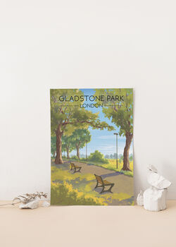 Gladstone Park London Travel Poster Art Print, 2 of 8