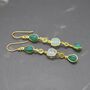 Green Onyx Jade Dangle Drop Gold Earrings, thumbnail 6 of 8