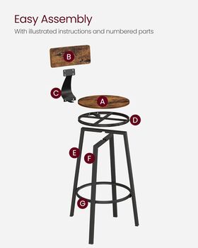 Tall Bar Stools With Backrest For Kitchen, 9 of 11