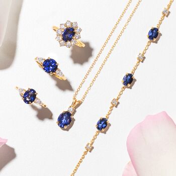 Blue Sapphire Pendant Necklace In Sterling Silver And Gold, 9 of 12