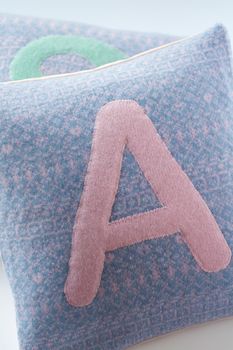 Handmade Nursery Personalised Letter Cushion Soft Wool, 7 of 12