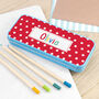 Personalised Girl's Patterned Blue Pencil Case Tin, thumbnail 1 of 11