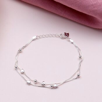 Sterling Silver Hearts Bracelet For 40th Birthday, 2 of 3