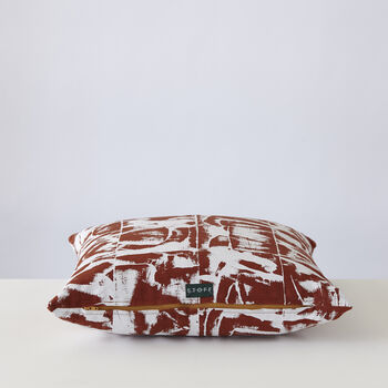 Terracotta Bloc Patterned Cushion, 4 of 5