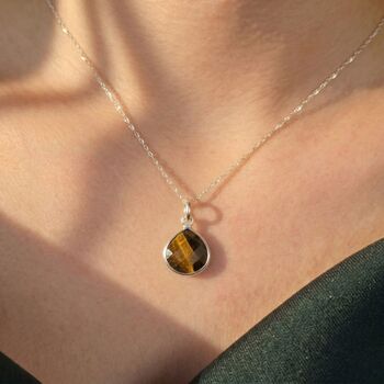 Sterling Silver Tiger's Eye Protection Crystal Necklace, 2 of 4