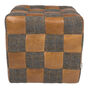 Brown Leather And Uist Tweed Patchwork Footstool, thumbnail 1 of 2