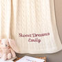Personalised Luxury Cable Knit Baby Blanket With Script Name, thumbnail 1 of 11