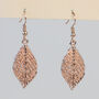 Rose Gold Colour Leaf Dangle Earrings, thumbnail 2 of 3