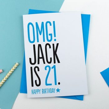 21st Birthday Card Omg Personalised, 2 of 3