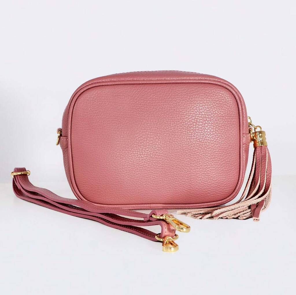 Dusky Pink Leather Crossbody Camera Bag By Sadler Jones