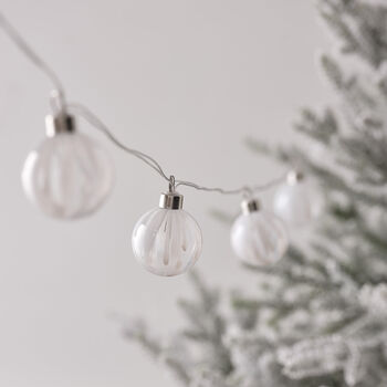 10 LED White Baubles Murano Effect Glass Battery Operated String Lights 280cm, 5 of 6