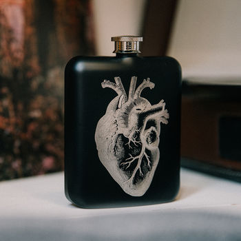 Heart Design Black Hip Flask, 2 of 3