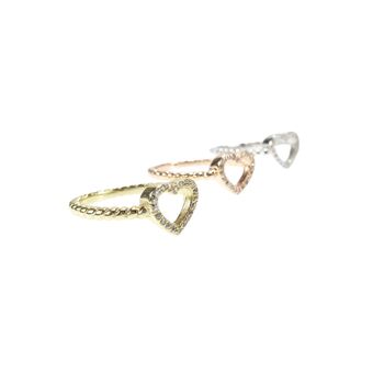 Heart Rings Cz, Rose Or Yellow Gold Vermeil 925 Silver, 6 of 10